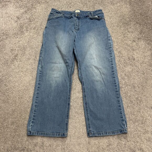 Vintage Y2K 2005 J.Jill Capri Cropped Wide Leg Denim Jeans Womens 8P 28x21 Blue - Picture 1 of 15